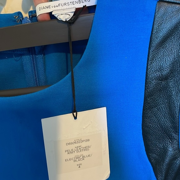 NWT Diane Von Furstenberg Pele Knit Dress with Leather Panels - Picture 10 of 12